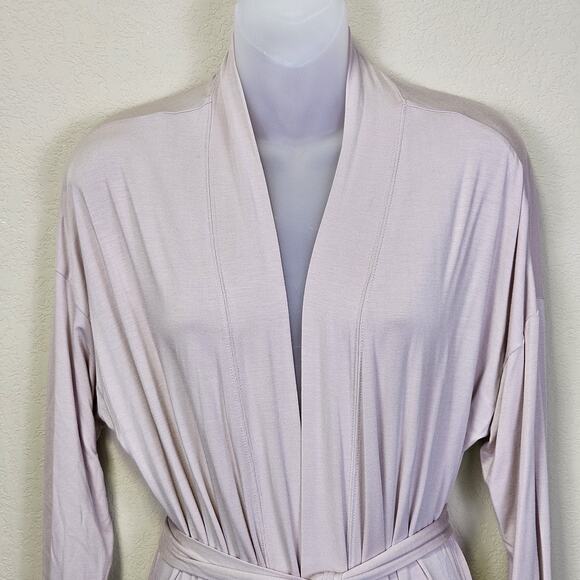 Barefoot Dreams Womens S/M Luxe Milk Jersey Robe Long Duster Dusty Rose Belted - Picture 4 of 11